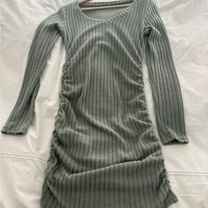 Ribbed Knit Dress in Green